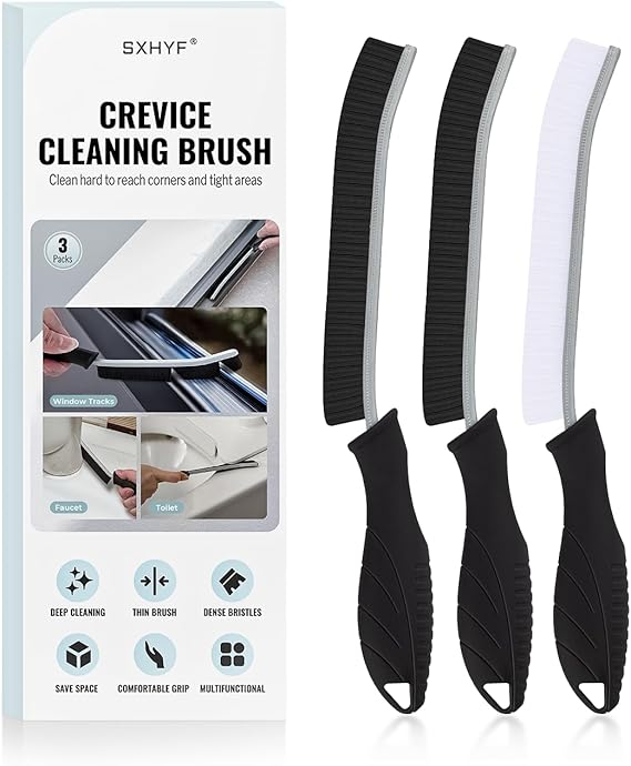 SXhyf Crevice Cleaning Brush - Grout Scrub Brush, House Cleaning Supplies | Small Brushes for Cleaning, Hard Bristle Tile Grout Brush Gap Cleaning Tool for Household Use, Bathroom, Kitchen (3pcs)