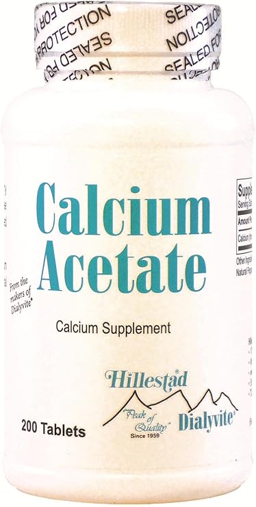 Dialyvite Calcium Acetate - 200 Tablets - Calcium Supplement