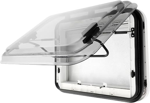 RV Roof Vent Kit, 700 x 500 mm Skylight Roof Window RV Caravan Roof Window Hatch w/ LED Light RV Skylights Roof Top Vent Hatch with Net & Sunshade for Roof, Attic, Basement