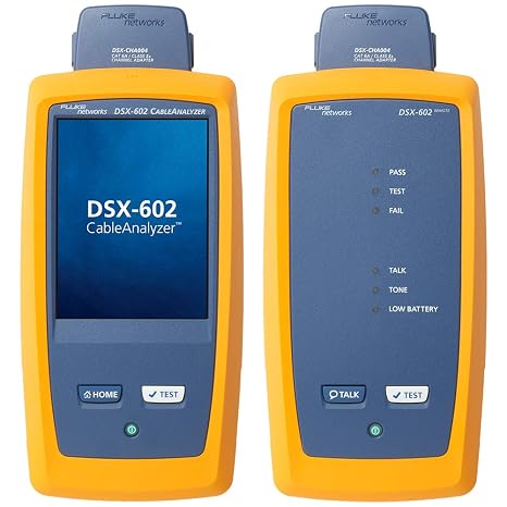 Fluke Networks DSX-602-PRO CableAnalyzer Copper Cable Certifier for Category 5, 5e, 6, 6A Twisted-Pair Cabling, 500 MHz Range, Touchscreen, Channel & Permanent Link Adapters, LinkWare Reporting