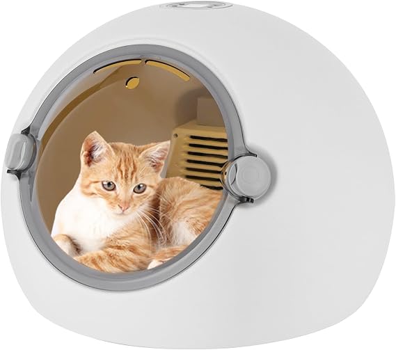 Electric Pet Dryer Box, Adjustable Temperature Pet Dryer Machine Puppy Drying Machine with Mat, Round Dog Cat Blow Dryer Portable Pet Hair Dryer Box for Cats and Small Dogs, 600W 110V