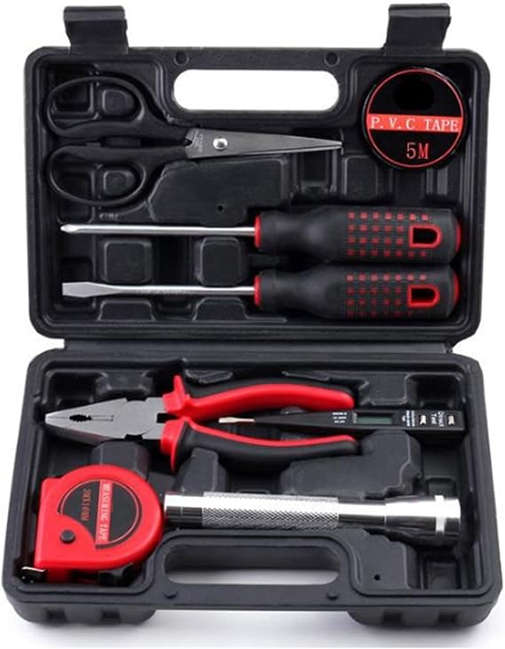 Home Tool Box Kit Tool Box Sets 9-Piece Socket Spanner Car Repair Tool Box Combination Package Mixed Tool Box Set Hand Tool Box Kit with Plastic Machine