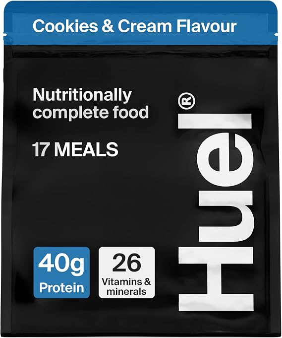 Huel Black Edition | 17 Meals 40g Protein | Cookies & Cream | 17 Servings | 8g Fibre | 27 Vitamins and Minerals | Gluten Free | Nutritionally Complete Meal Replacement