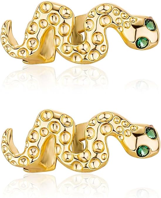 Psivika 2 Pcs Snake Iced Out Diamond Teeth Grillz for Men Women, Hip Hop Grills for Your Teeth Top and Bottom, Rapper Costume Cosplay Teeth Jewelry and Accessories