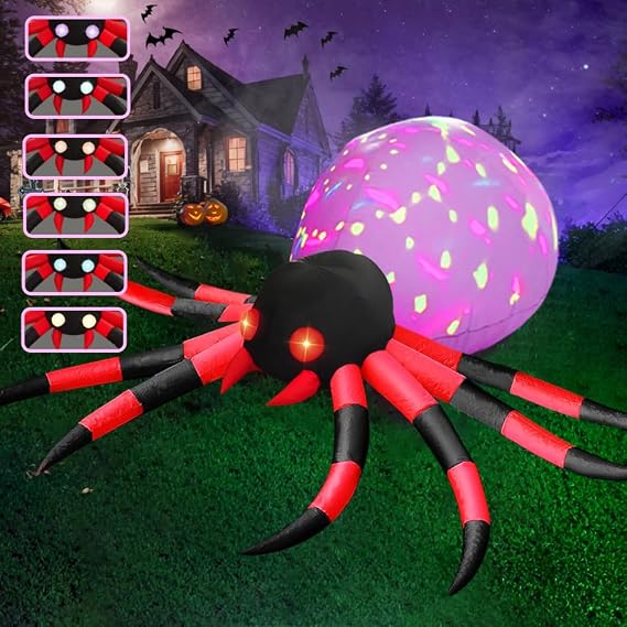 13 FT Halloween Inflatables Spider with Changing Eyes, Giant Blow Up Yard Decoration Spider with Build-in LED Lights for Halloween Party Outdoor, Garden, Lawn, Patio, Yard Decor