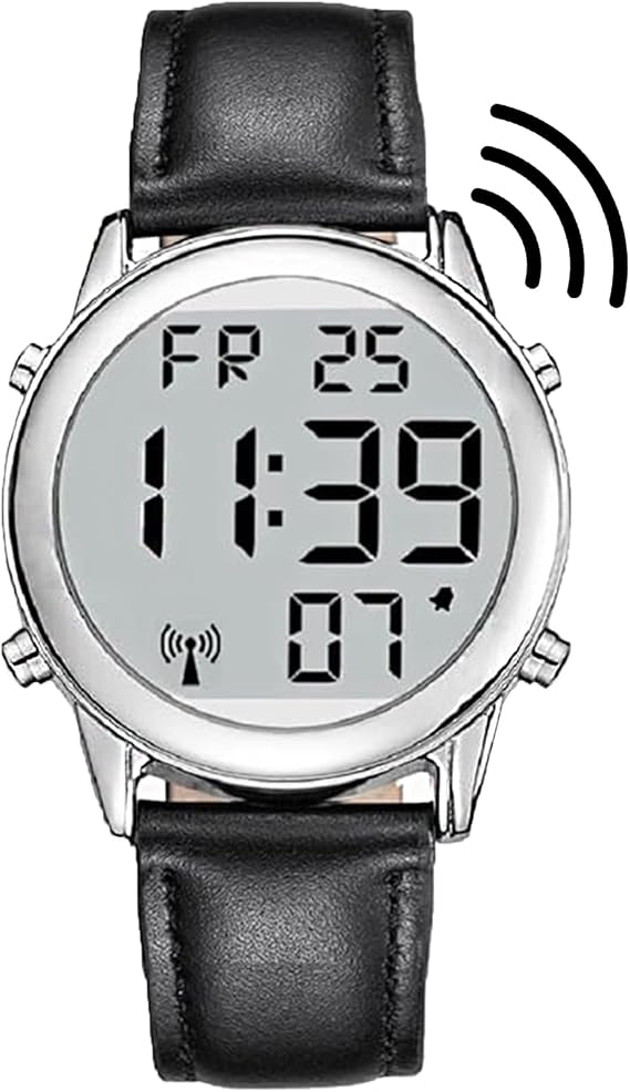 RUNCAR Atomic American English Talking Watch Speaks Clear and Loud Time, Date and Alarm time Stretch Band for Senior,Visually impaired or Blind People