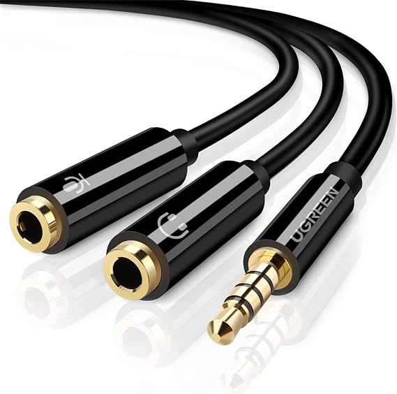Ugreen Microphone and Headphone Splitter 3.5mm Y Cable Black