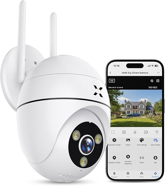 Xenon Smart Güvenlik Kamerası | 1440p Mobil Kontrol Hareket Takipli Gece Görüşlü Dış Mekan Kamera X7268
