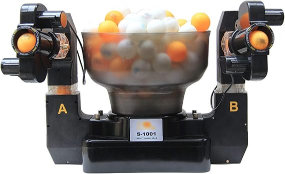 Ping Pong Machine, Ping Pong Robot with Double Head/Maximum Ball Storage Capacity,Easy Installation, Ping Pong Machine Double Head Table Tennis Robot Machine