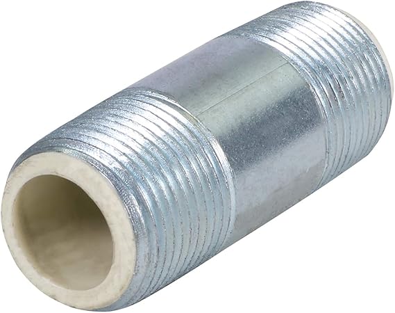 Midline Valve EOUU3060 Dielectric Nipple Pipe Fitting with PEX Lining; 3'' MIP Connections; 6'' Long; Galvanized Steel; Reduces Electrolysis