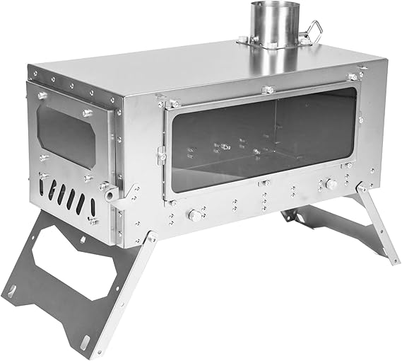 Titanium Hot Tent Stove with Removable Oven - Ultralight Portable Wood Stove for Camping, Heating & Cooking