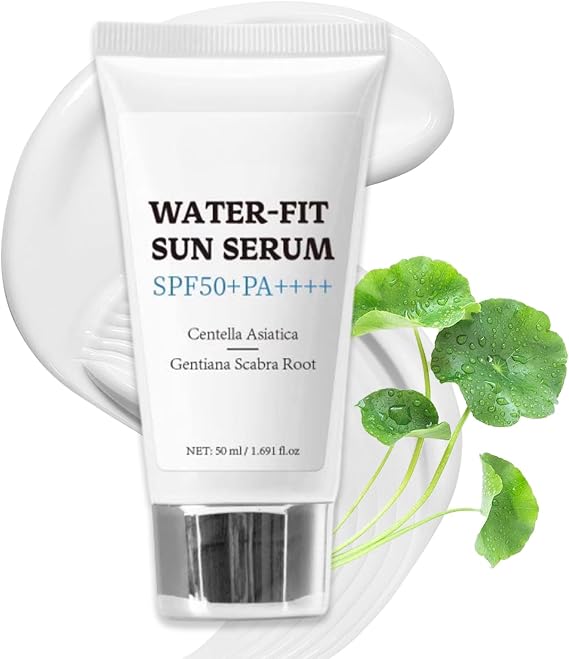 Sunscreen SPF 50+, Korean Sunscreen Sun Cream, Lightweight UV Protection, Water-Fit Sun Serum for Face, Hydrating and Soothing, No White Cast, Broad Spectrum for Sensitive Skin, 50ml