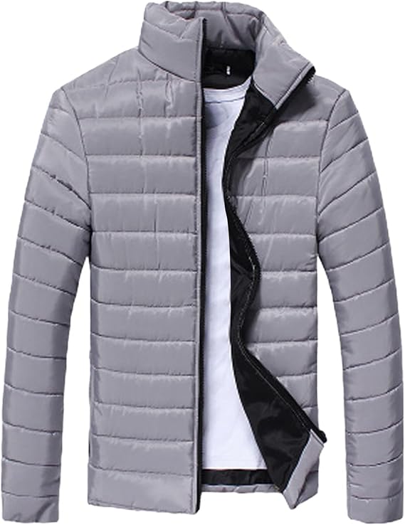 Men Puffer Jackets - Down Jacket Men Men'S Full Zip Down Puffer Coat Jacket Lightweight Stand Collar Zipper Puffer Jackets Down Jacket Winter Warm Coat Thick Softshell Parka Outerwear