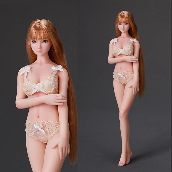 1/6 Scale Figure, Female, Ultra Flexible, Seamless, Bare Skin, Silicone Fingers + Makeup, 27M Pink OB Close to Normal Skin, Finger Wire Included,