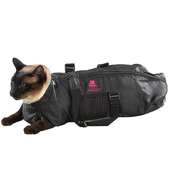 Top Performance Cat Grooming Bag Durable and Versatile Bags Designed to Keep Cats Safely Contained During Grooming and/or Bathing - Medium (Pack of 1), Black