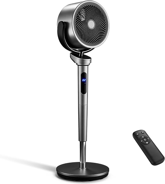 Winado 32-Speed Air Circulator Pedestal Fan with Remote | 120 Oscillating, 39-46'' Adjustable Height, 12H Timer, DC Motor, Quiet Fan for Bedroom