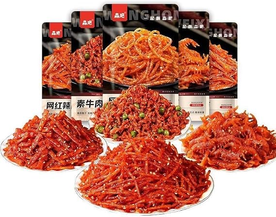Classic 4-Flavour Spicy Latiao,Spicy Big Gluten,Instant Slices Shreds,Snack Food,Delicious Chinese Snacks Gifts,Handmade Mala Latiao,Hot Chewy Gluten Snacks (5bags)