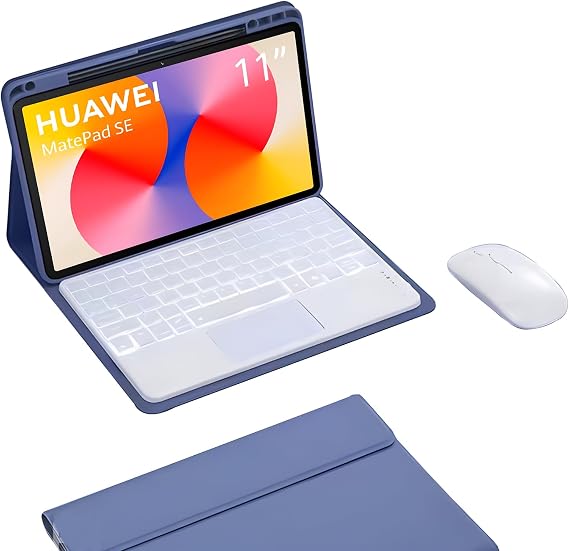 Keyboard Case for Huawei Matepad SE 11 Inch 2024, 7 Color Backlit Detachable Wireless Bluetooth Keyboard with Touchpad, Tablet Mouse,Purple