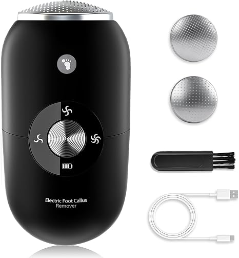 FIVAVA Electric Callus Remover Callus Remover Foot Electric with 2 Stainless Steel Grinding Heads Pedicure Set - for Removing Cracks Dead Skin & Calluses (Black)