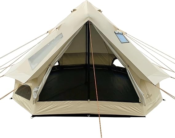B2I Inflatable Camping Yurt Tent, No Center Pole Design | Waterproof 300D Oxford, with Stove Jack, skylight, 9.8ft for 1-3 Person Camping, Glamping