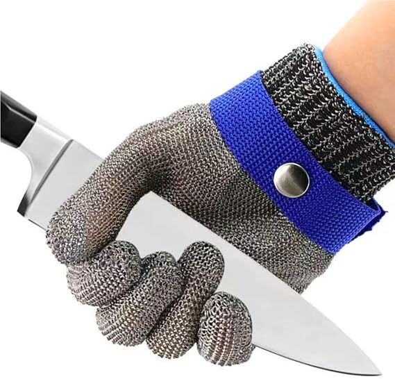WAIUYIA Cut Resistant Gloves Food Grade, Level 9 Stainless Steel Mesh Metal Glove Safety Work Glove for Meat Cutting, Fishing