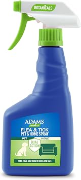 ADAMS Botanicals Flea & Tick Pet & Home Spray, Flea Spray for Dogs, Cats, Puppies, Kittens, Indoor Home Treatment, Kills Fleas & Ticks on Pet Bedding and Furniture, 16 oz