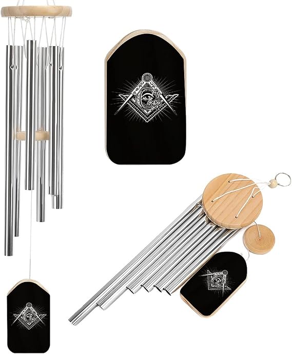Masonic Freemason Square Compass Large Aluminium Wind Chimes Memorial Wind Chimes for Outdoor Garden Patio Decoration