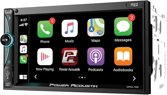 CPAA-70D Wireless Apple CarPlay & Android Auto 7" Double Din Car Stereo Touchscreen Bluetooth 5.0 Head Unit with Backup Camera Input, Mirror Link, Voice Control, USB/SD, FM Radio Universal Fit