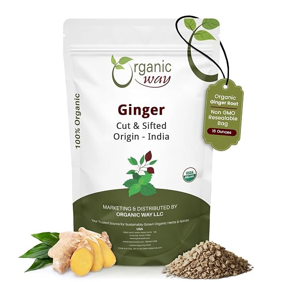 Organic Way Ginger Root Cut & Sifted - Herbal Tea - (16 Ounce)