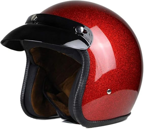 3/4 Open Face helmet, Motorcycle Helmet Flat Red (S)