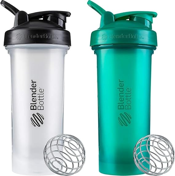 BlenderBottle Classic V2 Shaker Bottle Perfect for Protein Shakes and Pre Workout, 28-Ounce, Clear/Black & Classic V2 Shaker Bottle Perfect for Protein Shakes and Pre Workout, 28-Ounce, Emerald Green