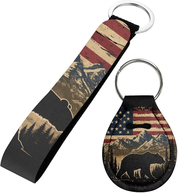 Keychain Neoprene Key Holder 2pcs Key Wristlet Keychain Durable Lanyard Keyring