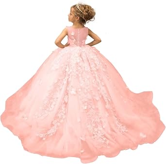 Flower Girl Dresses for Wedding 3D Butterfly Appliques Pageant Dresses for Girls Tulle First Communion Dress