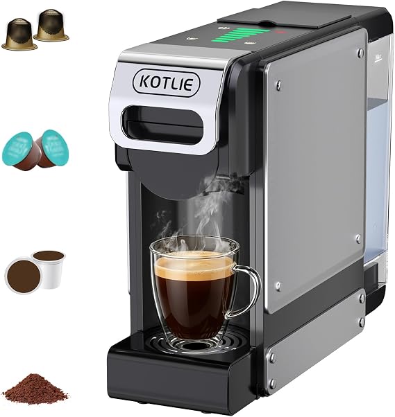 Single Serve Coffee Maker and Capsule Coffee Maker for K-*Cups, NE*S* Original, DG, and Ground Coffee. 34 Oz Removable Water Tank ,1400W , Ideal for RVs, Apartments, Kitchens, and Offices (ST-550)