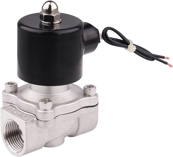 SUS304 Electric Solenoid Valve - 3/4" NPT 24V DC Stainless Steel Normally Closed Valve for Water Air Gas Fuel Oil