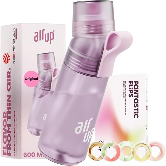 air up Twist Pro Lavender Water Bottle (600 ml) for School Sports Gym Includes 5 Sugar-Free Scented Pods & Straw Water Bottle in Purple with Flavour