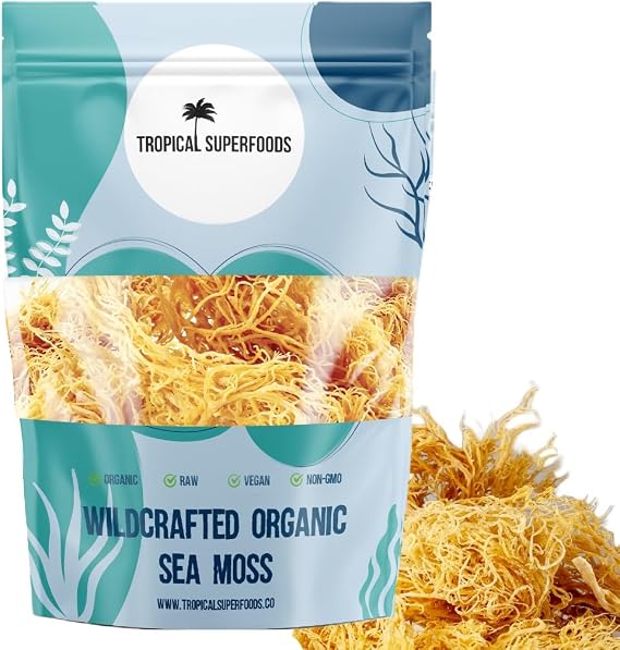 100% Wildcrafted Sea Moss Raw 4 oz | Organic Sea Moss | Sundried | Ocean Harvest | Makes 120 Ounces of Sea Moss Gel - Gold