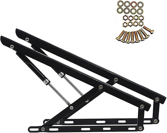 2Pcs Storage Bed Lift Mechanism Kit, Gas Springs for Heavy Bed Boxes, Heavy Duty Gas Spring Strut, Pneumatic Folding Storage Bed Lift Gas Spring Bed Lift Kit Furniture Hardware(Black,1100mm)