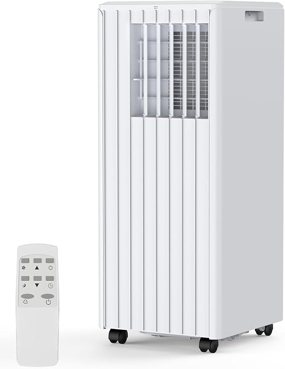 Portable Air Conditioner with 8,000 BTU Cooling Power 3 Modes (Cool, Dehumidify, Fan) for Rooms Up to 350 Sq.Ft, Includes Remote, 24H Timer & Easy-Install Window Kit