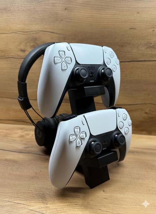 PS5 DualSense 2’ Gaming Arm and Headphone Stand Black Color | 3D Printing Stylish Vertical Holder (21.5x18x4 cm)