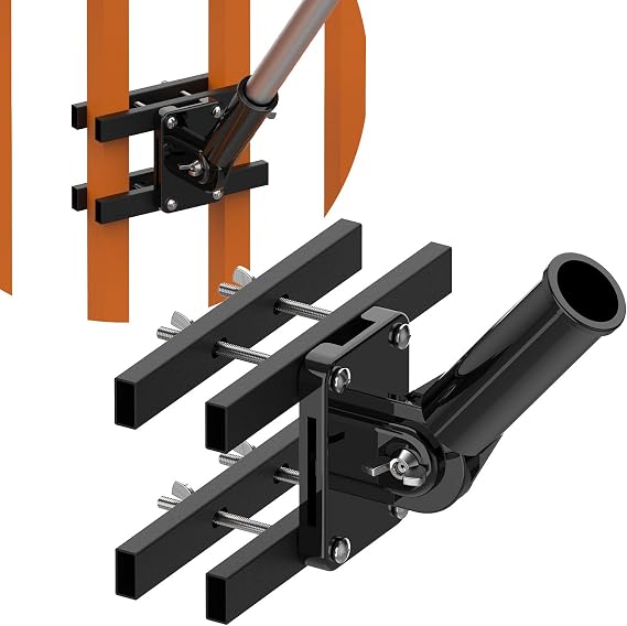 No Drilling Flagpole Holder for Balcony Railing/Deck Railing, Flag Pole Mount for Porch & Fence Rail, Apartment Balcony Railing, 1inch Flagpole Mount For Both Round and Square Vertical Railing (Black)
