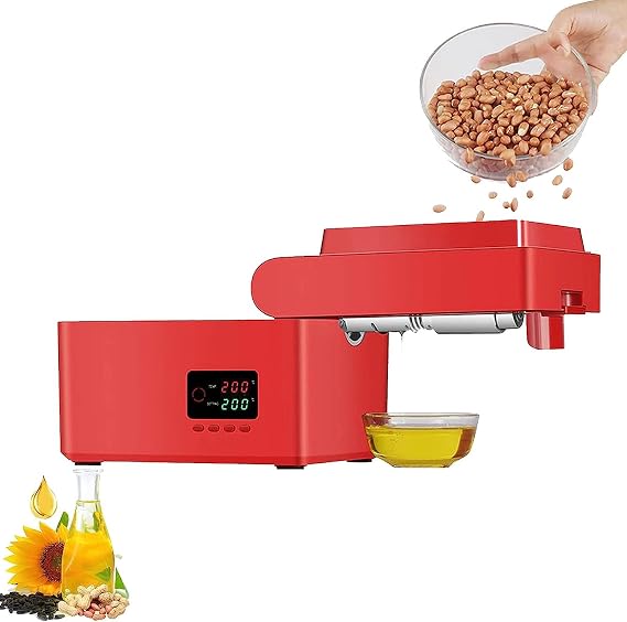Oil Press Machine 600W Automatic Oil Extractor Digital Oil Presser for Peanut Soybean, Rapeseed Oil Extractor for Home Use