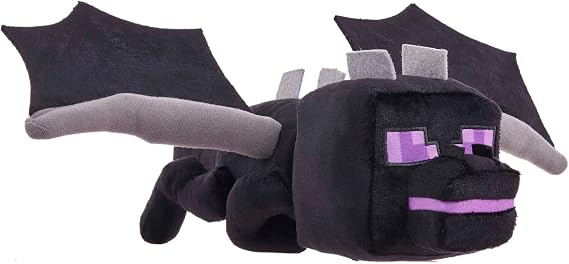 Mattel Minecraft Ender Dragon Plush Toy with Lights & Sounds, 12-inch Soft Doll with Posable Wings, Video Game Character
