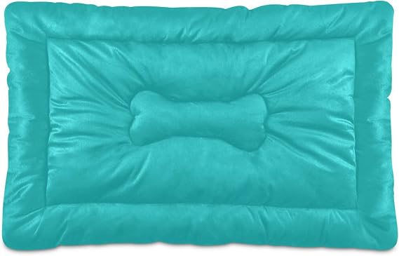 Dog Crate Bed Soft Washable Dog Mat Cat Bed with Anti-Slip Bottom Teal Colored Background Pet Sleeping Mat for Small Medium Dogs 24x36inch