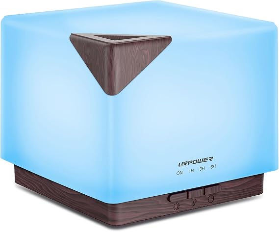 URPOWER 700ML Aromatherapy Essential Oil Diffuser, 700ml Large Ultrasonic Scent Diffusers Humidifier with Adjustable Mist Mode/4 Timer Settings/ 7 LED Light Colors for Home Office Study