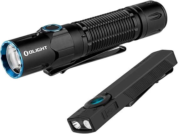OLIGHT Warrior 3s Flashlight Black & ArkPro EDC Flat Flashlight Black Set