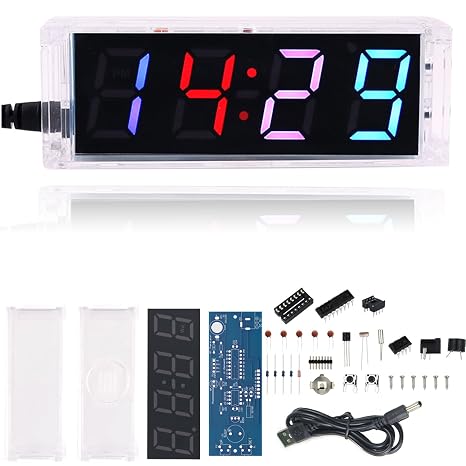 Soldering Practice Kit DIY RGB Digital Tube Adjustable Multifunctional Alarm Clock Electronics Projects Soldering Kit Welding Skills Learn Soldering Kit For DIYers (04SZ01)