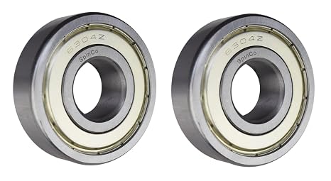 (2 Pack) 6304-ZZ, 6304-2Z, 304SS Shielded Radial Ball Bearing 20X52X15 by SpinCo