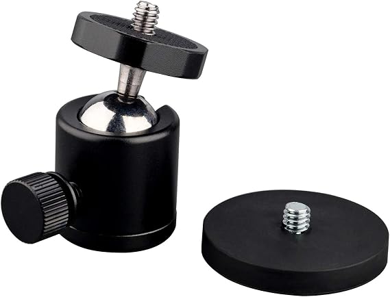 ULIBERMAGNET 24lb Magnetic Camera Mount with Mini Ball Head, Super Strong Rubber Coated Neodymium Magnet, 1/4''-20 Male Thread Stud for Security Camera