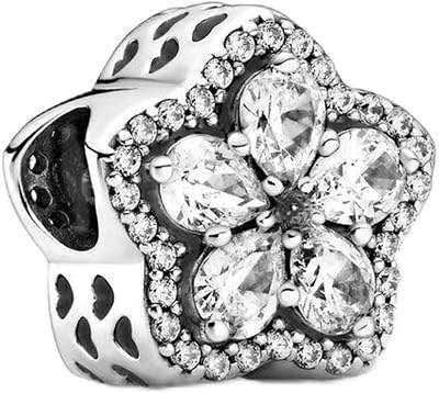 Sparkling Snowflake Pave Charm Fit Women Bracelet Necklaces Fashion Gifts 925 Sterling Silver DIY Jewelry